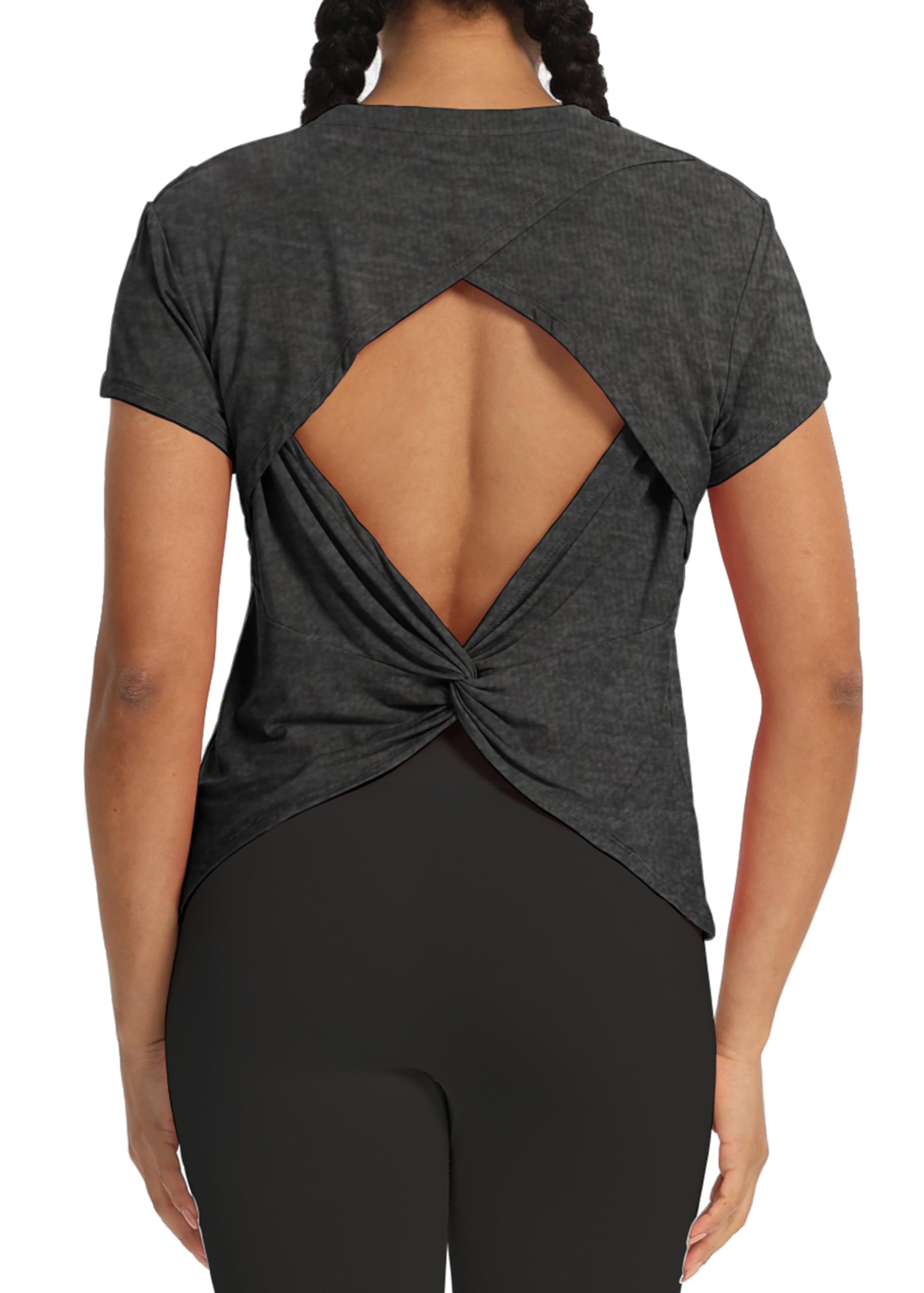 Bestisun Camiseta corta para mujer, camiseta deportiva con espalda cruzada, camisetas recortadas