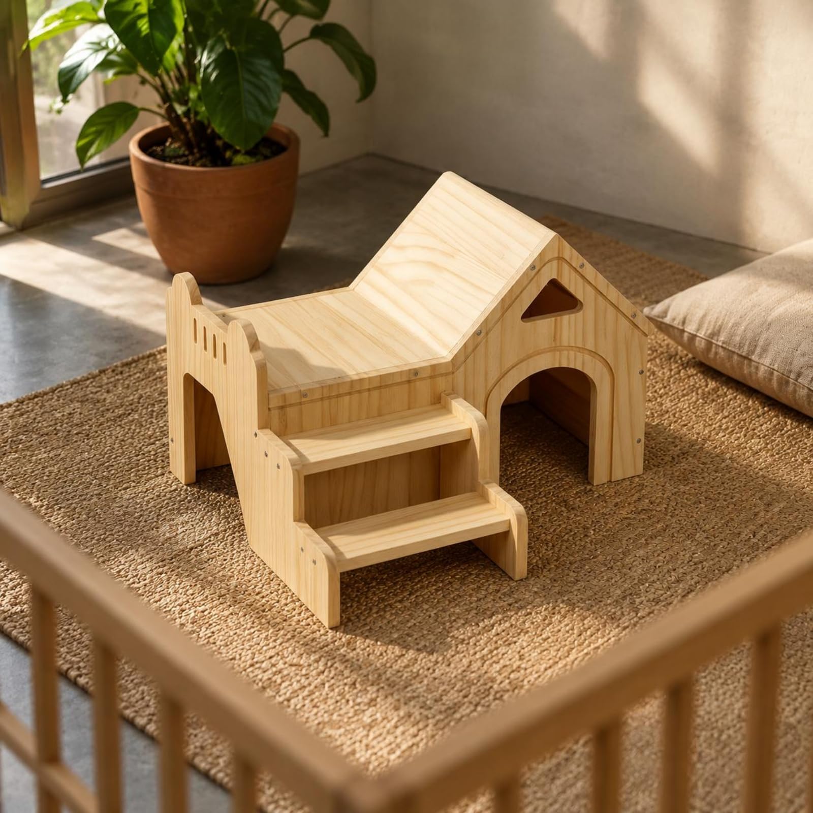 Casetta Legno Bordi Arrotondati Casetta Animale Viti Visibili Alloggio Animali per Nascondiglio