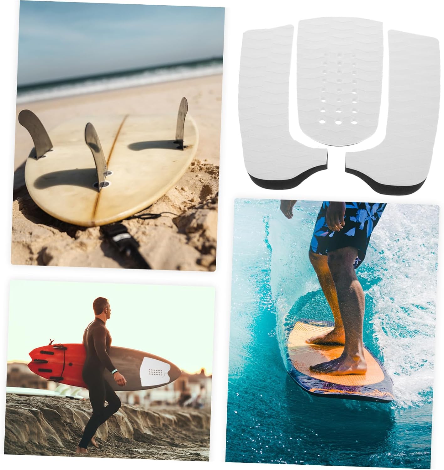 Sosoport 1set Non-Slip Surfboard Traction Pads for Improved Grip Deck Grip Mat for Surfing Easy to Apply and Remove Tail Pads Surfing Accessory for All Skill Levels