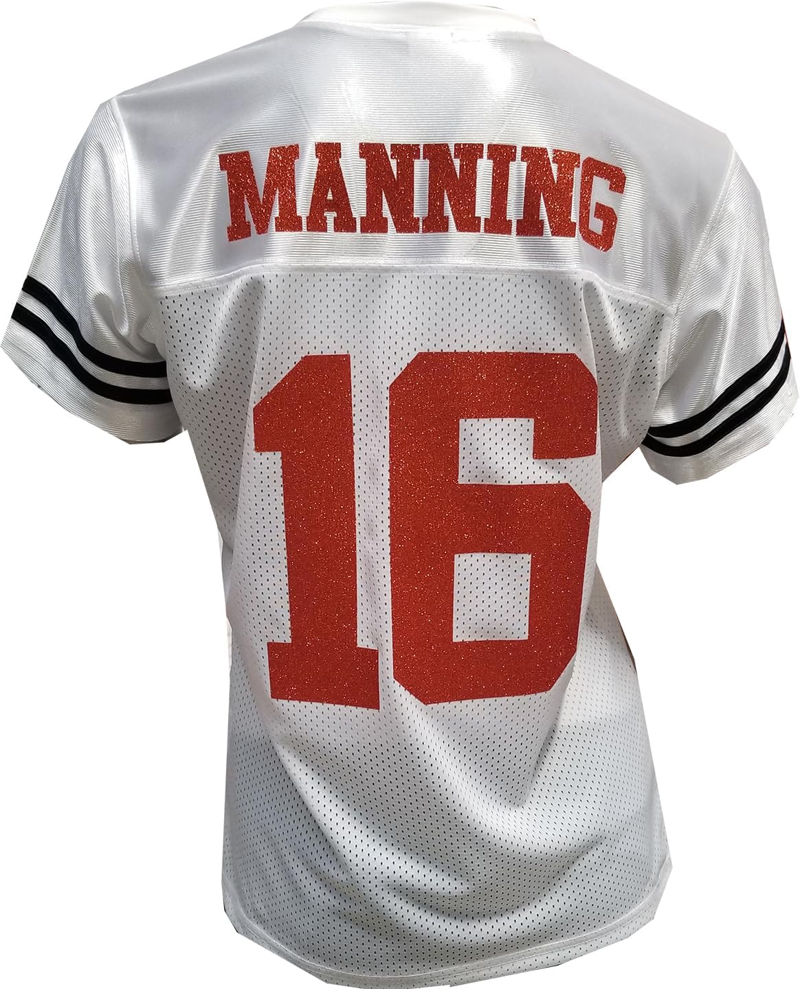 Custom Womens Blinged White Arch Manning Mesh Jersey