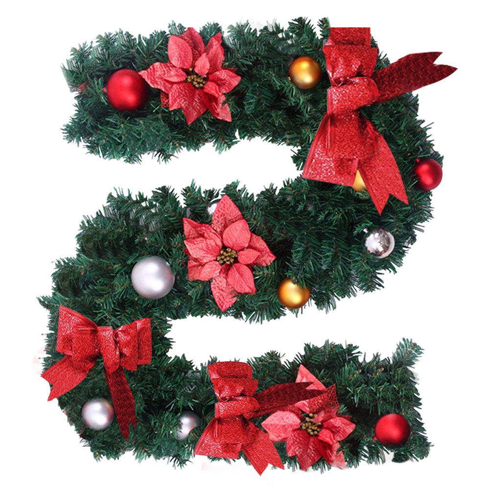 seebesteu Artificial Christmas Garland Decoration With Pinecones & Berries Christmas Tree Garland Decoration For Stairs, Fireplaces (Red)