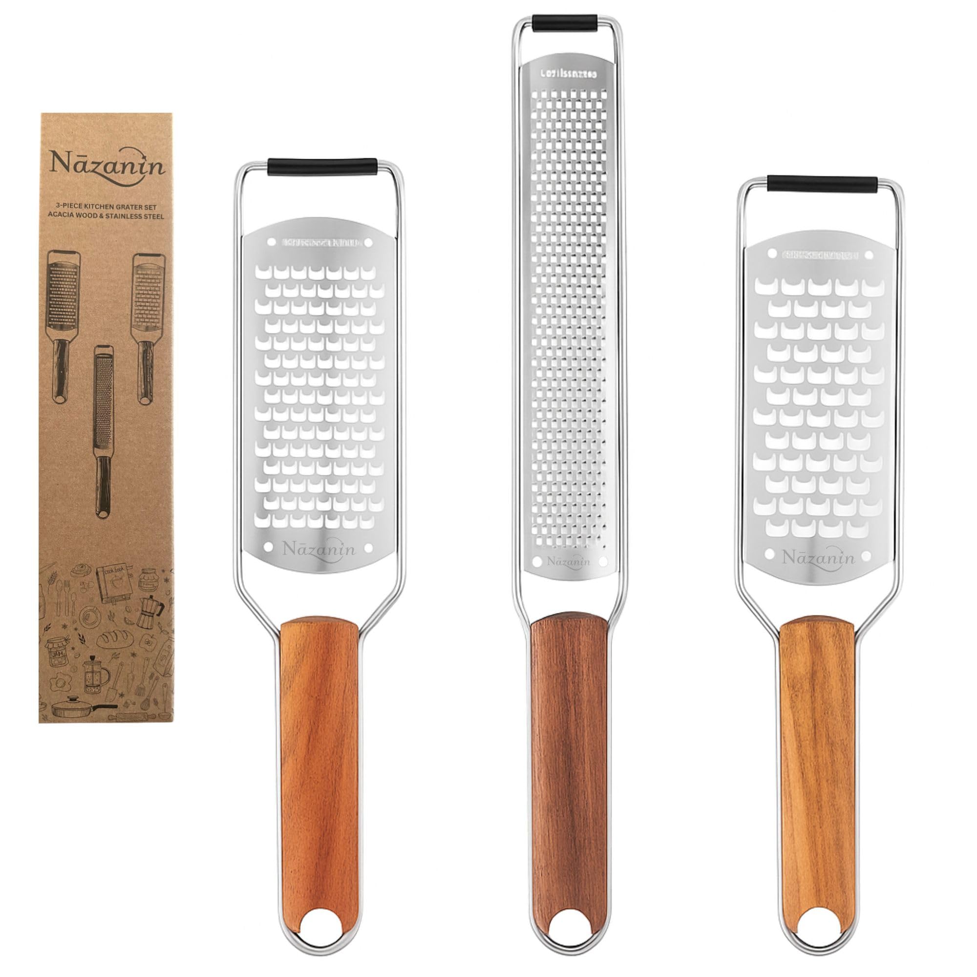 Amazon.com: NAZANIN 3-Piece Stainless Steel Cheese Grater & Zester
