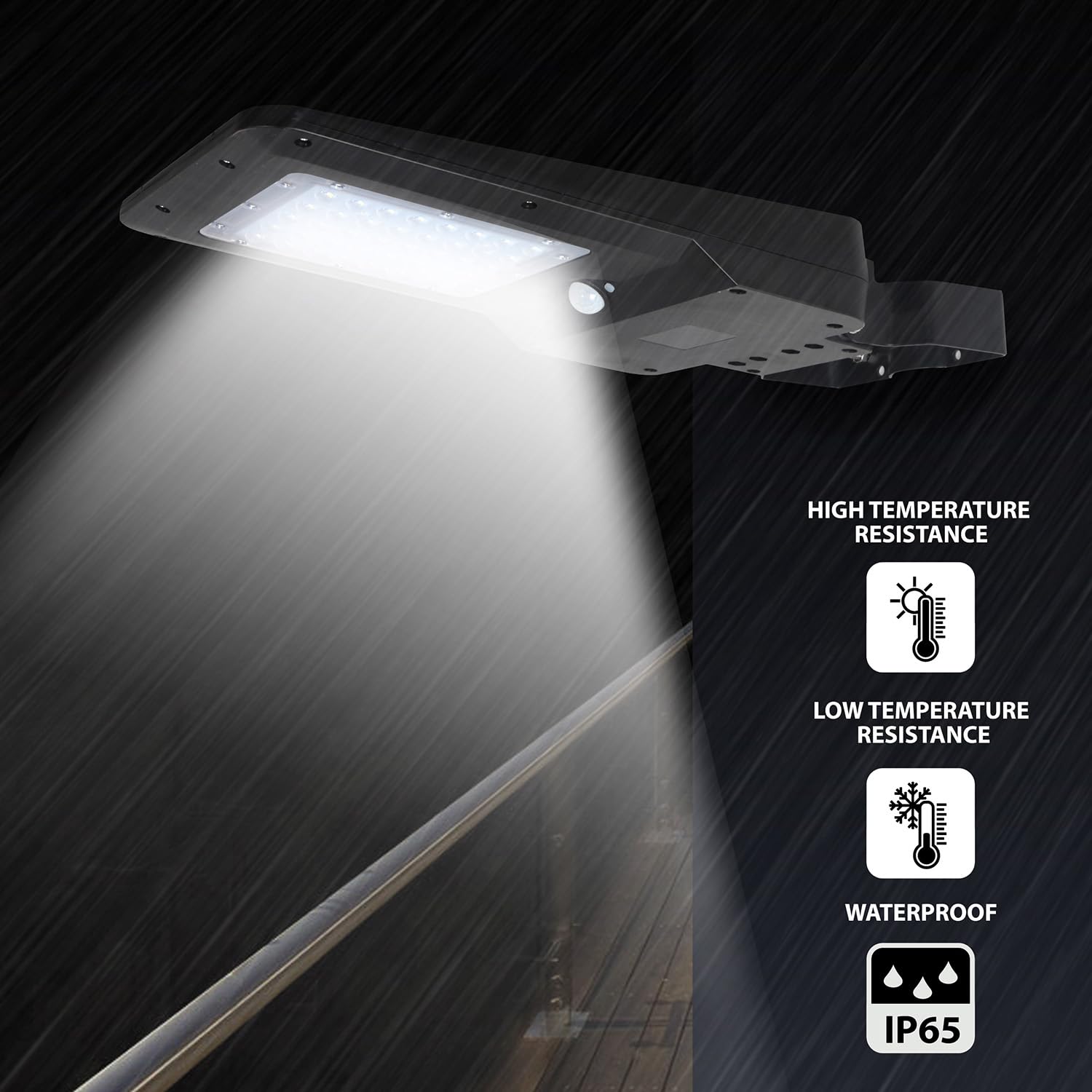 Velamp Cruiser M Lampione solare 25 W – 3000 lm, 40 SMD LED, Sensore di Movimento, Batteria Ricaricabile, IP65, Automazione Notturna – Ideale per Giardini, Parcheggi, Viali