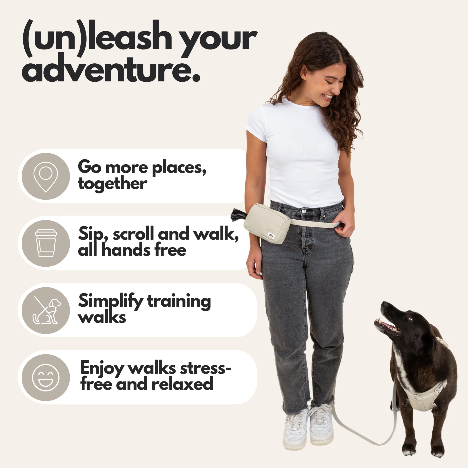 Elby, Laisse Mains Libres pour Chien avec Pochette à friandises, Laisse à bandoulière avec Sac Banane, Sac de Marche pour Dressage d'animaux de Compagnie, Accessoires et Essentiels pour Chiens de