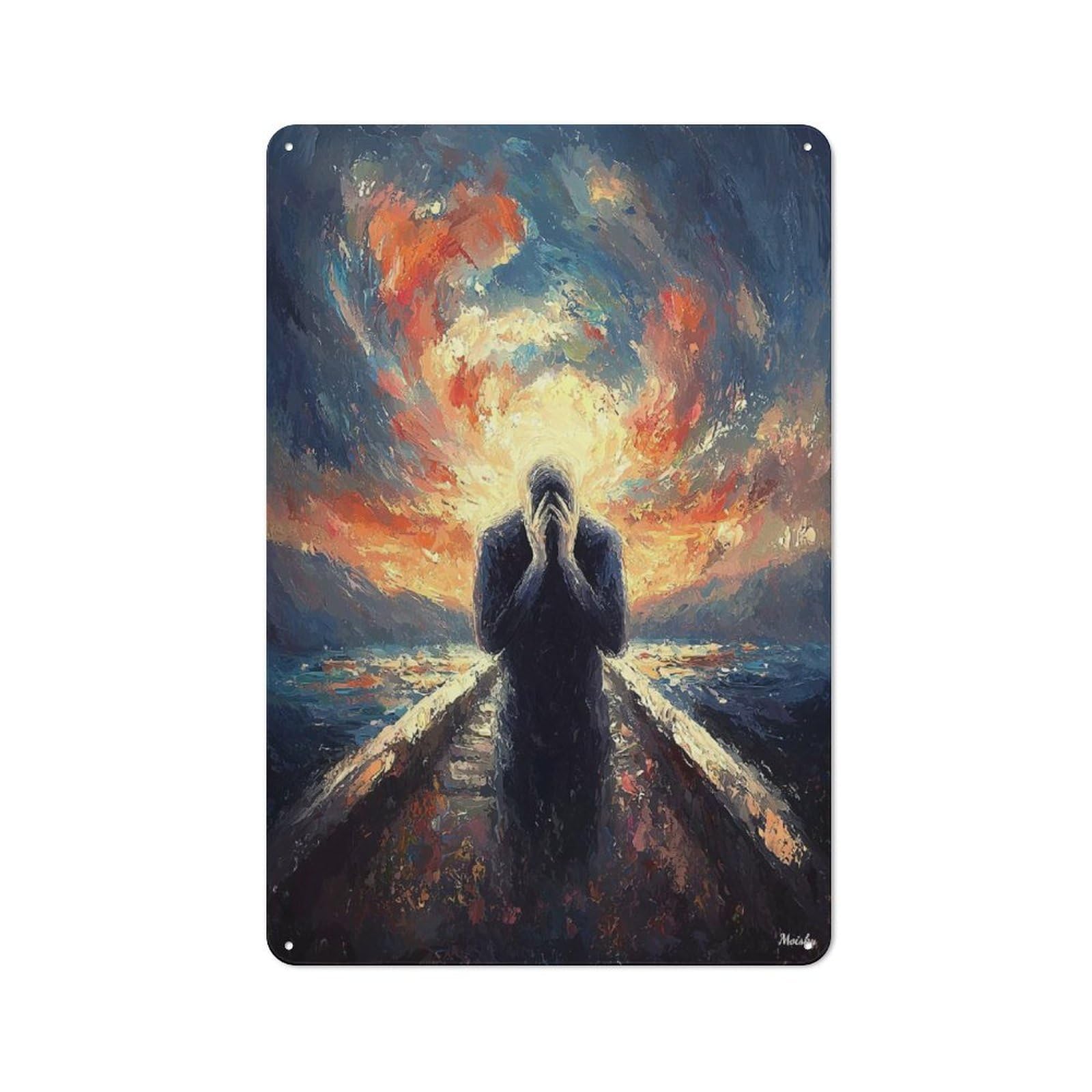Junmoney Impressionist Inspired The Scream Metal Sign 30X20cm With For Pub Or Café, Retro Decor, For Vintage Wall Decor Fans, For Garage And Workshop Walls