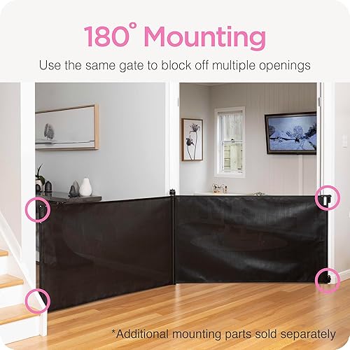 Miniatura 6 de Perma Child Safety Puerta retráctil para bebés para interiores y exteriores, 38.6 pulgadas de alto que se extiende hasta 79 pulgadas de ancho, color