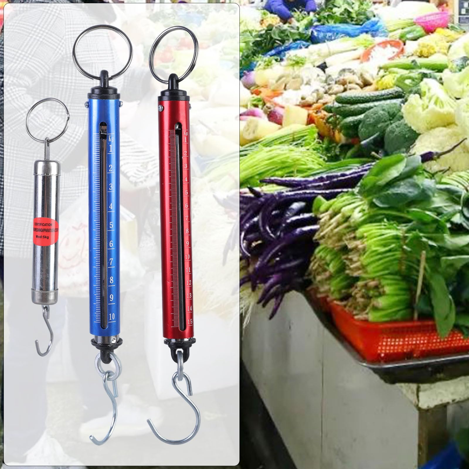 Bilance a molla meccaniche Bilance cilindriche Con ganci sospesi Dinamometro Per pesatura precisa da fino a 5 Kg/10 Kg/15 Kg