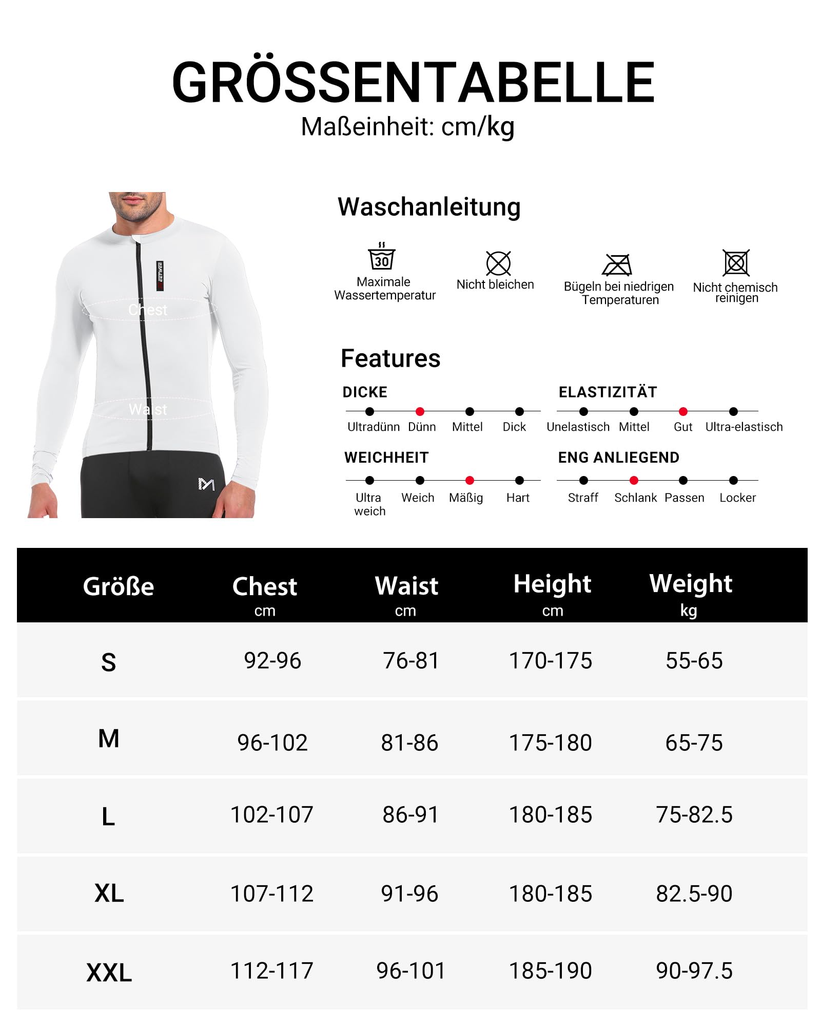 MEETYOO Maillot de Cyclisme à Manches Courtes et à Manches Longues pour Homme, Respirant, léger, séchage Rapide, avec Fermeture éclair Facile à Ouvrir et 3 Poches arrière, idéal pour Le Printemps et