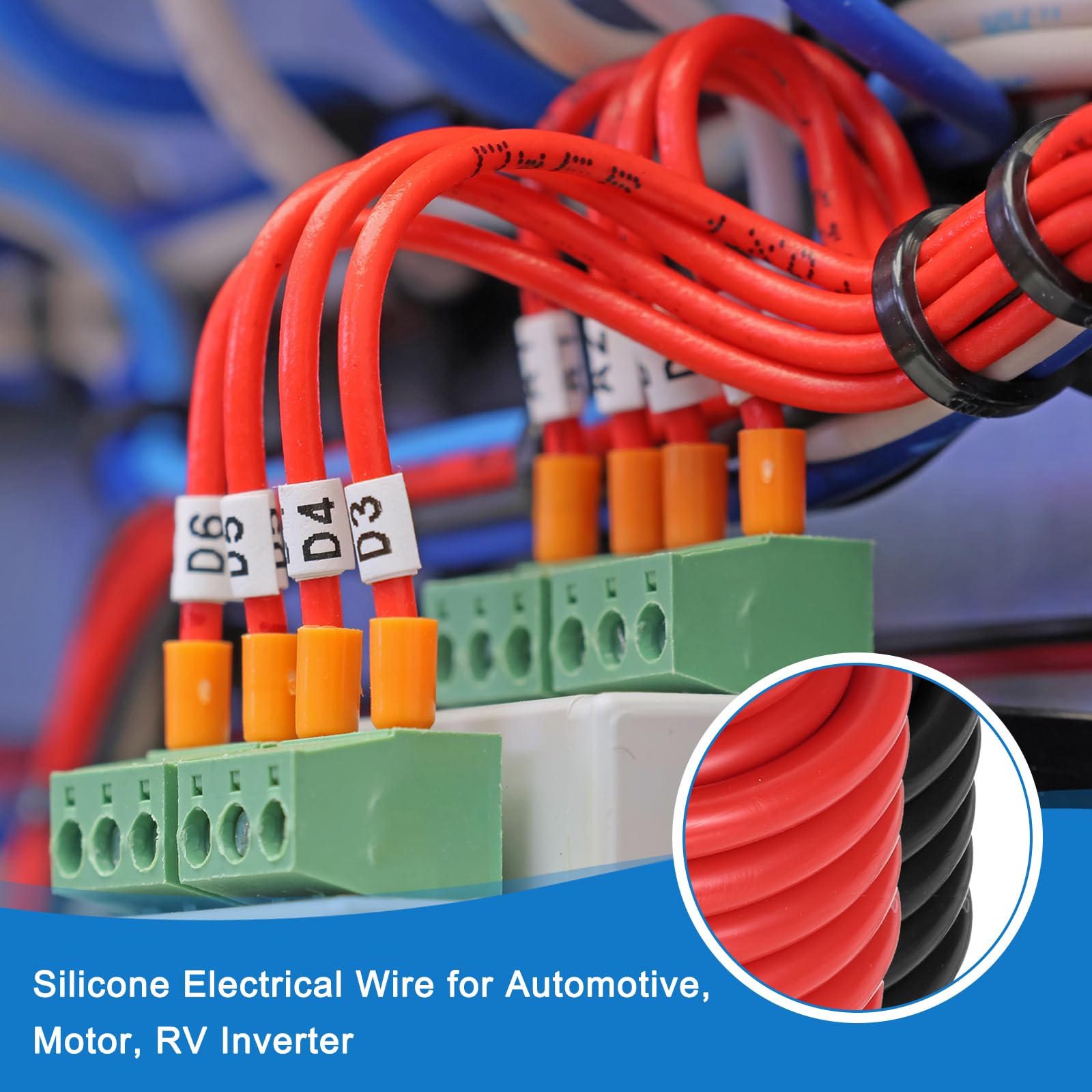 QUARKZMAN 2 Piezas de Carrete de Cable Eléctrico de Silicona 20 AWG, Cable Eléctrico de Cobre Estañado Calibre 20 76.2m/250ft con Tubo Termorretráctil y Bridas - Rojo y Negro