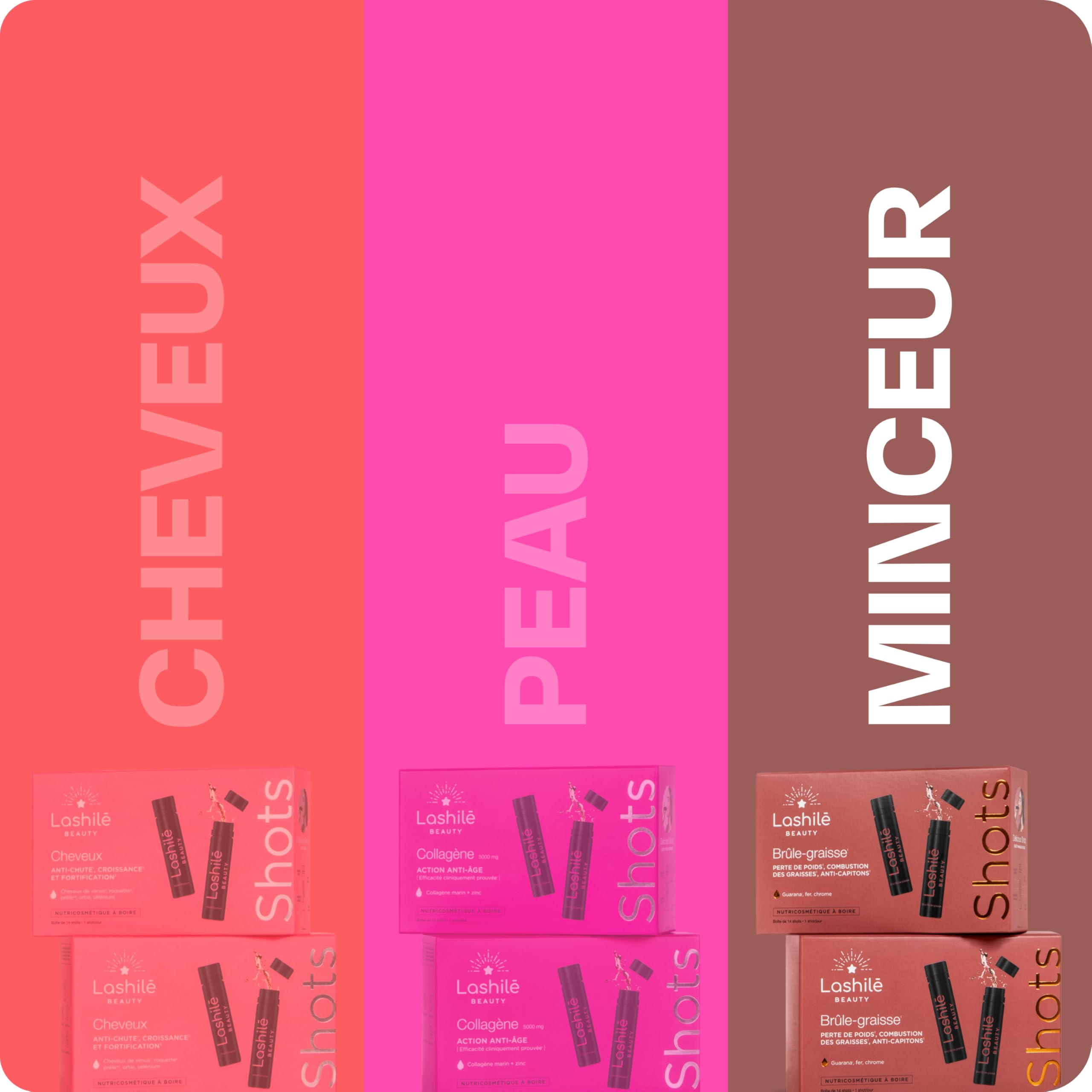 Lashilé Beauty- Shots Minceur à Boire 14 Jours- Guarana, Fer, Chrome- Complément Alimentaire Perte de Poids- Vegan Sans Sucres- Goût Pêche Mangue - Programme 14 Jours