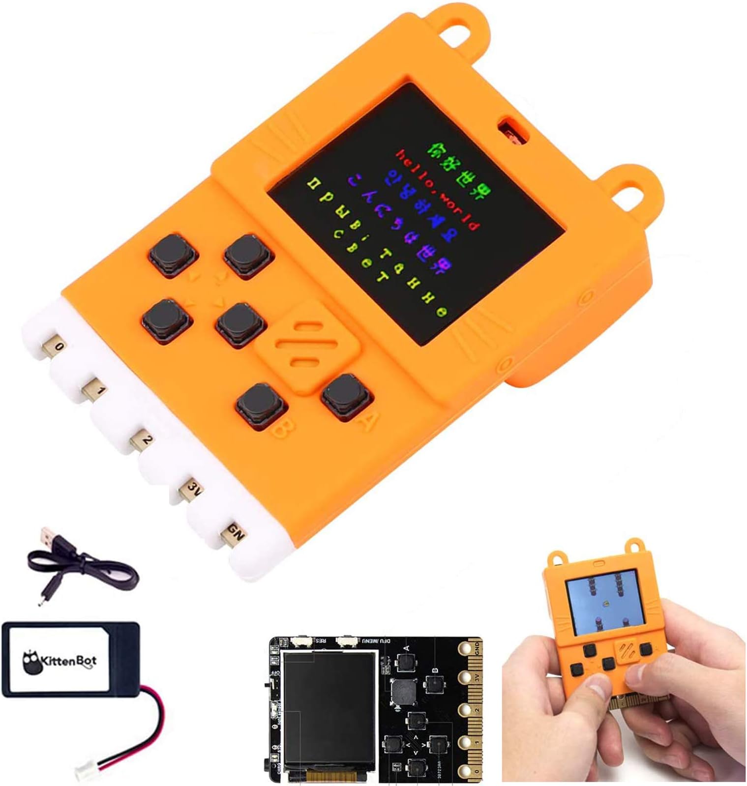 KittenBot Meowbit Card-Sized Retro Game Computer Codable Console for Microsoft Makecode Arcade & Python Video Game Compatible Micro:bit Expansion Board for Robot Building with Battery