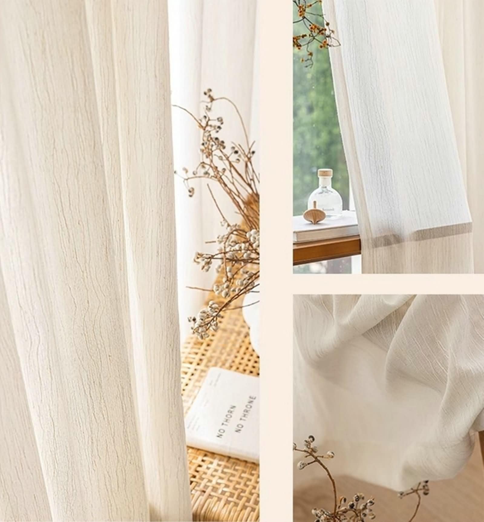 Tende Coprenti Semi Oscuranti Due Pannelli,2 x 132W x 274H CM,Tenda da Camera Beige Bianco Tinta Unita Tenda per Finestre con Ganci