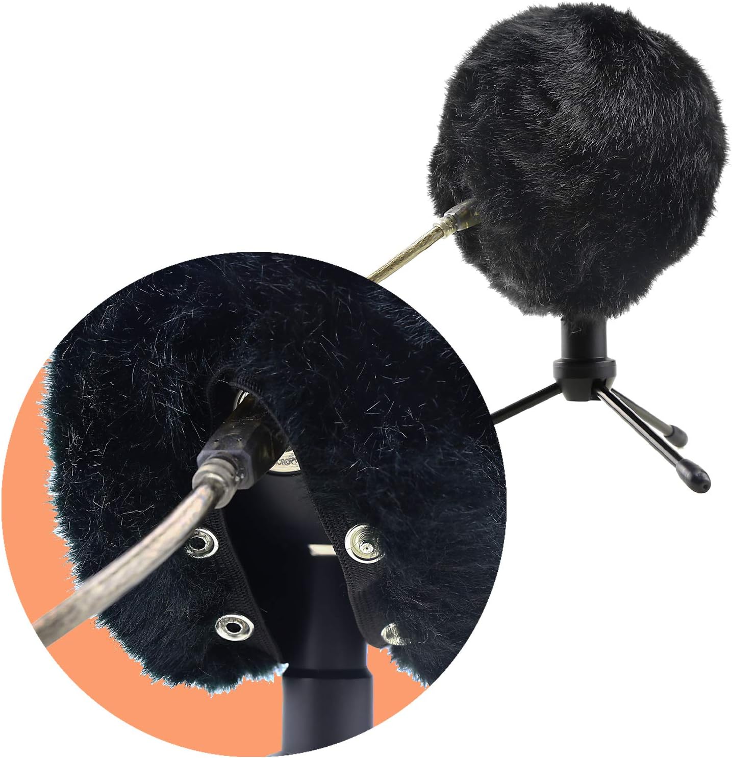 Blue Snowball Furry Windscreen Cover Muff - Professional Snowball ICE Mic Foam Wind Cover Windshield Pop Filter for Recordings, Broadcasting, Singing by Sunmon （Black） - Image 2