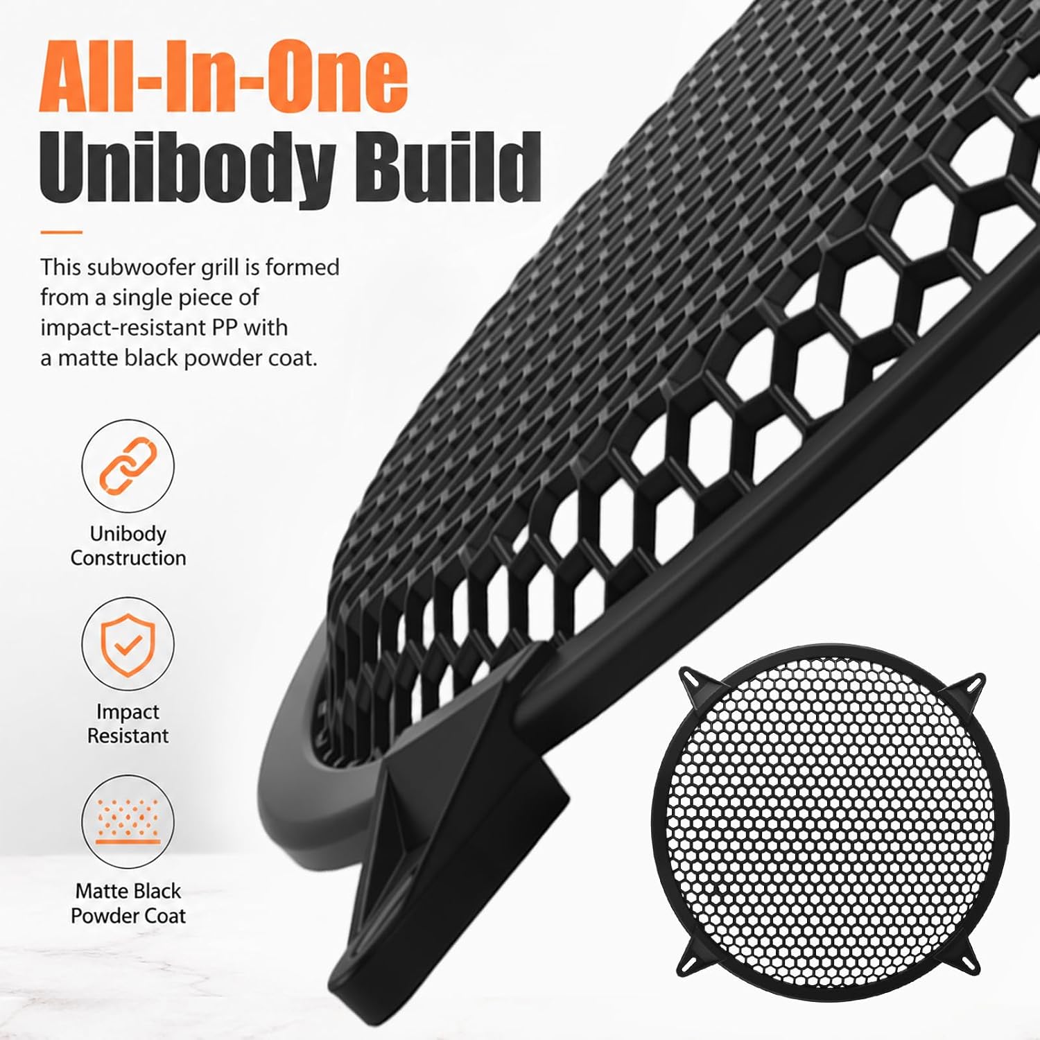 12 Inch Speaker Grill Cover with Mounting Screws,Rustproof Waffle Mesh 12 Inch Subwoofer Grill for Protect Damage,Arched Universal Subwoofer Cover for Car Marine Home Audio