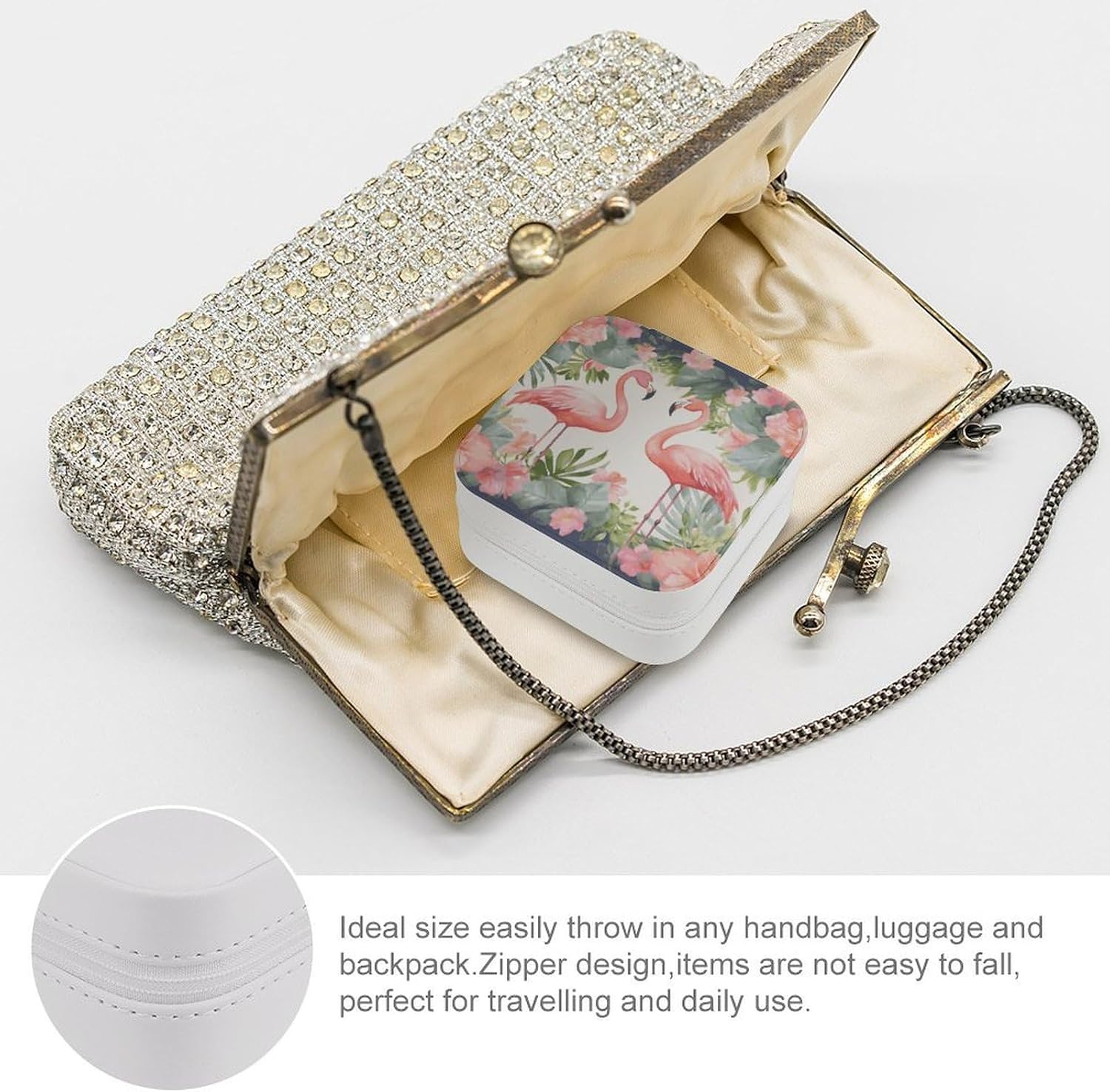 Small Travel Jewelry Case for Women Portable Compact Jewelry Organizer Box image 3