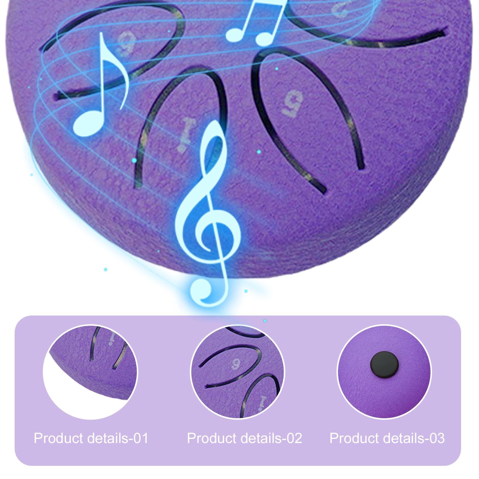 Set di 2 tamburi a pioggia, 3 pollici, 6 toni, con custodia in tessuto, libro musicale e bacchetta, strumento a percussione per lezioni di musica o regalo (verde e viola)
