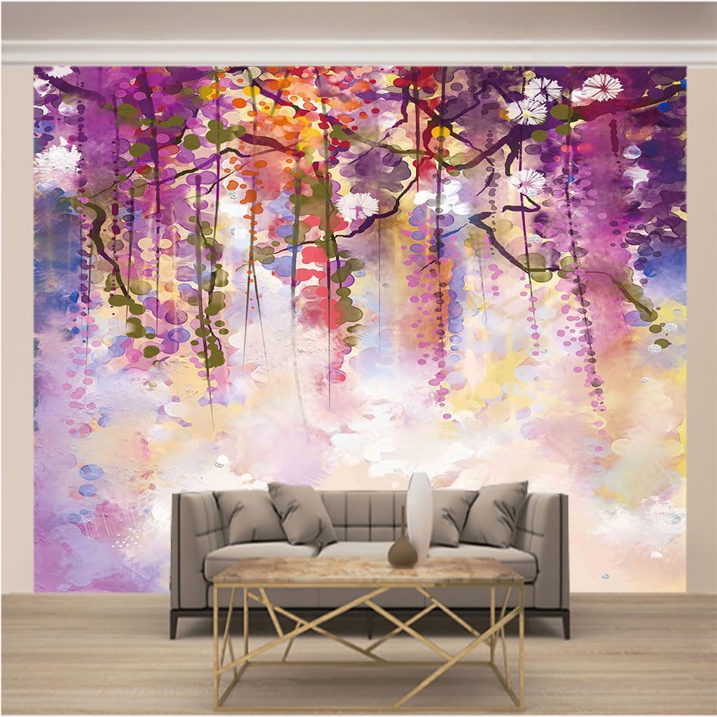 Papier Peint Fleur Violette pour Créer un Salon Moderne et une Chambre Apaisante