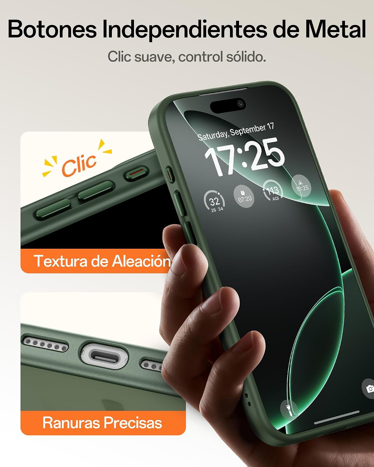 UNBREAKcable Funda Magnética para iPhone 16 Pro de 6.3 Pulgadas, Compatible con MagSafe, Protección Completa para la Cámara, Protección contra Caídas, Funda Delgada a Prueba de Golpes – Verde Oscuro 7