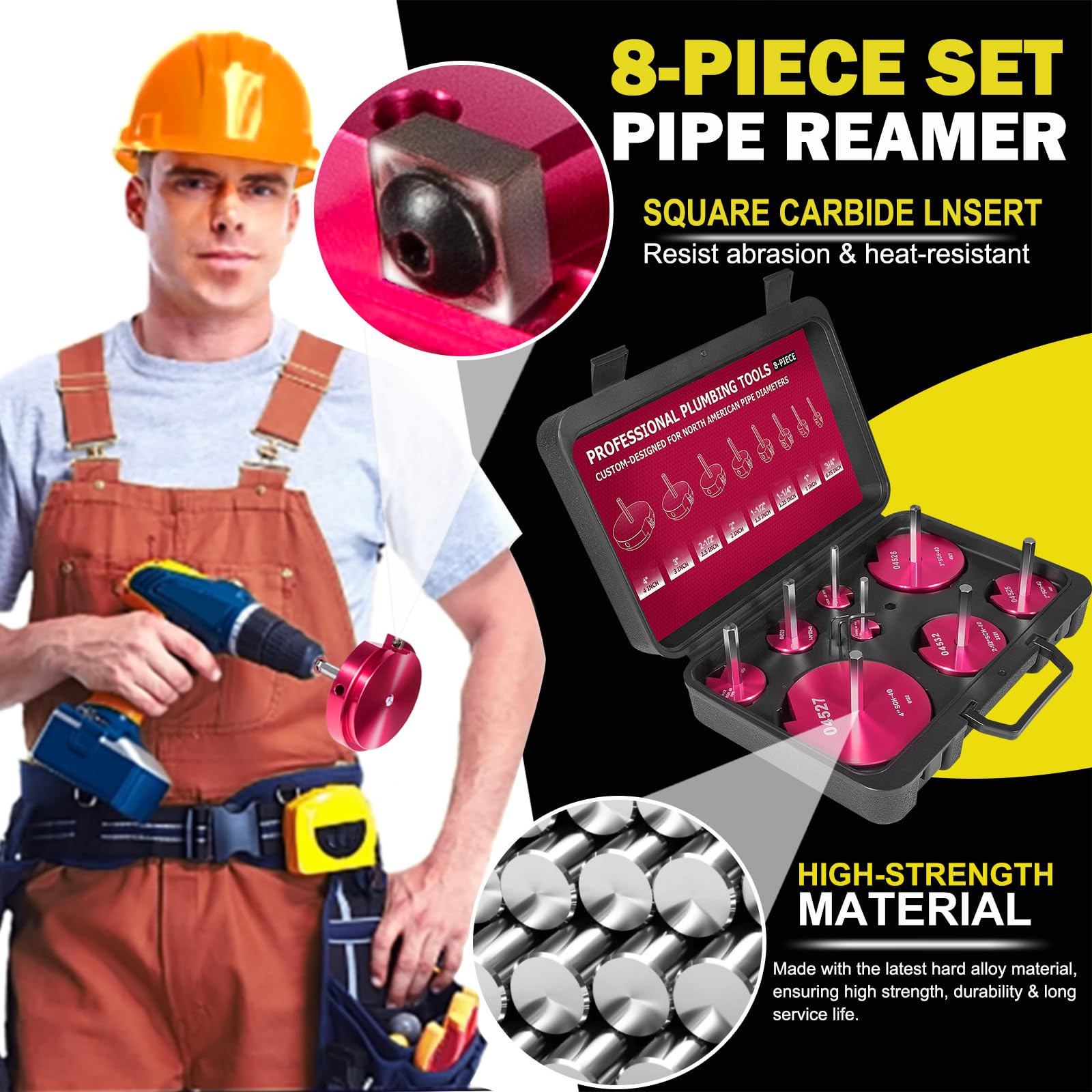 PVC Pipe Reamer Kit - 8 Piece Plumbing Tool -2 PVC Pipe Reamer Kit - 8 Piece Plumbing Tool -2