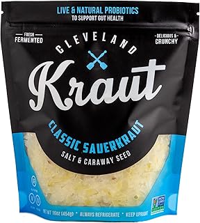 Cleveland Kitchen Classic Kraut, Lightly Fermented Vegetables, Fresh & Crunchy Sauerkraut, Live & Natural Probiotics, 16 oz
