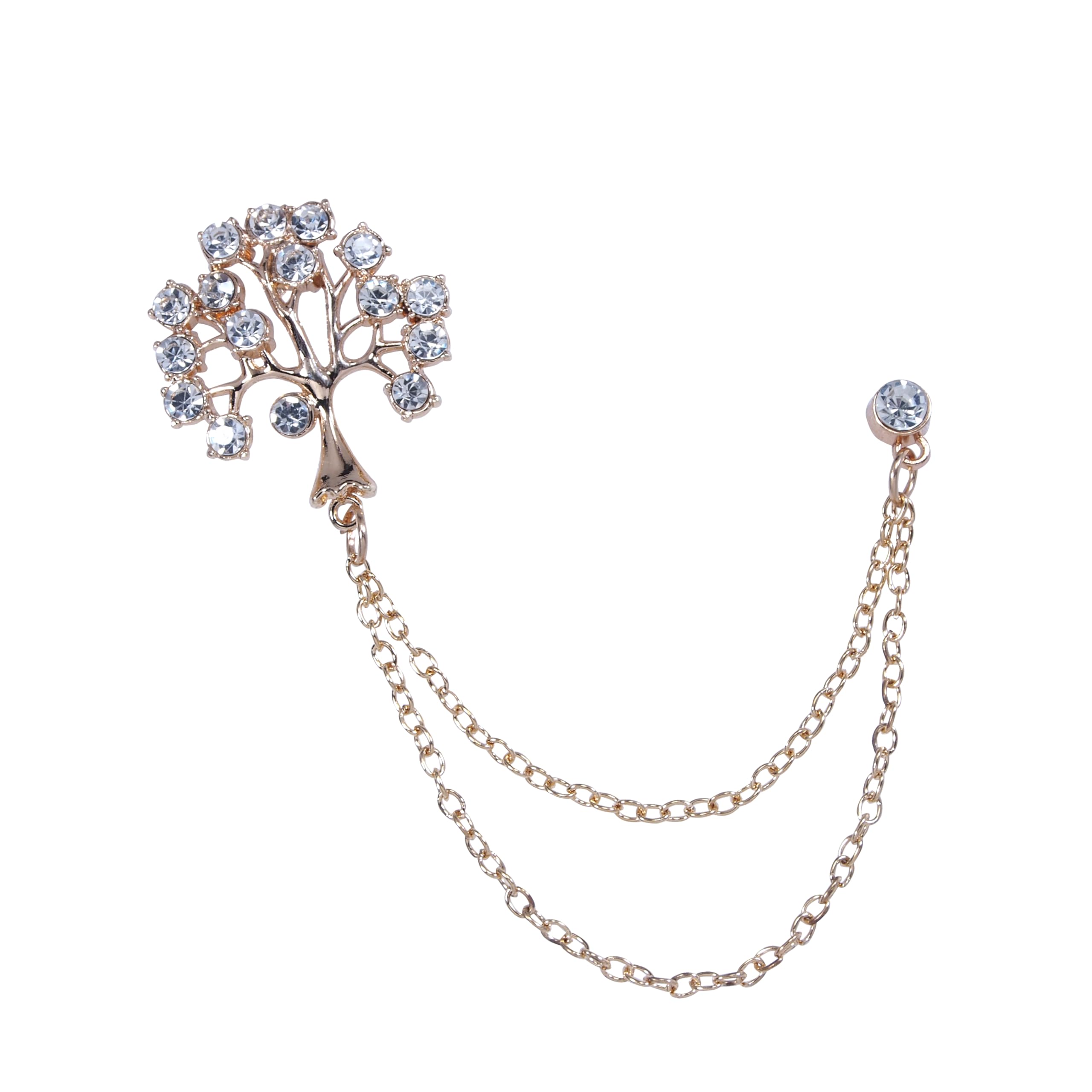 Adorn Rhinestone Tree Shape Dual Chain Sharvani Brooch for Men and Women (B2155) (B0CHYCN927) Amazon Price History, Amazon Price Tracker