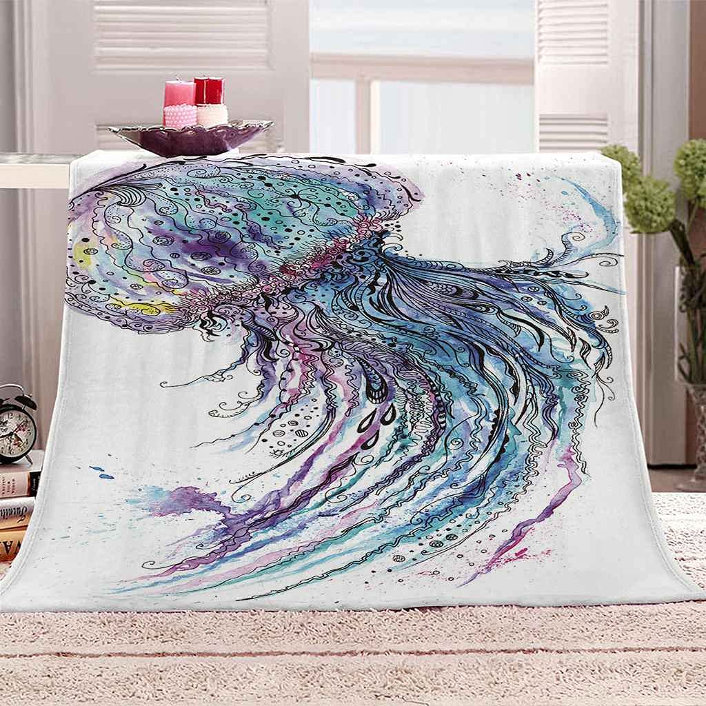 Couverture Polaire en Flanelle Méduses | Plaid Doux Lit et Canapé 130x150