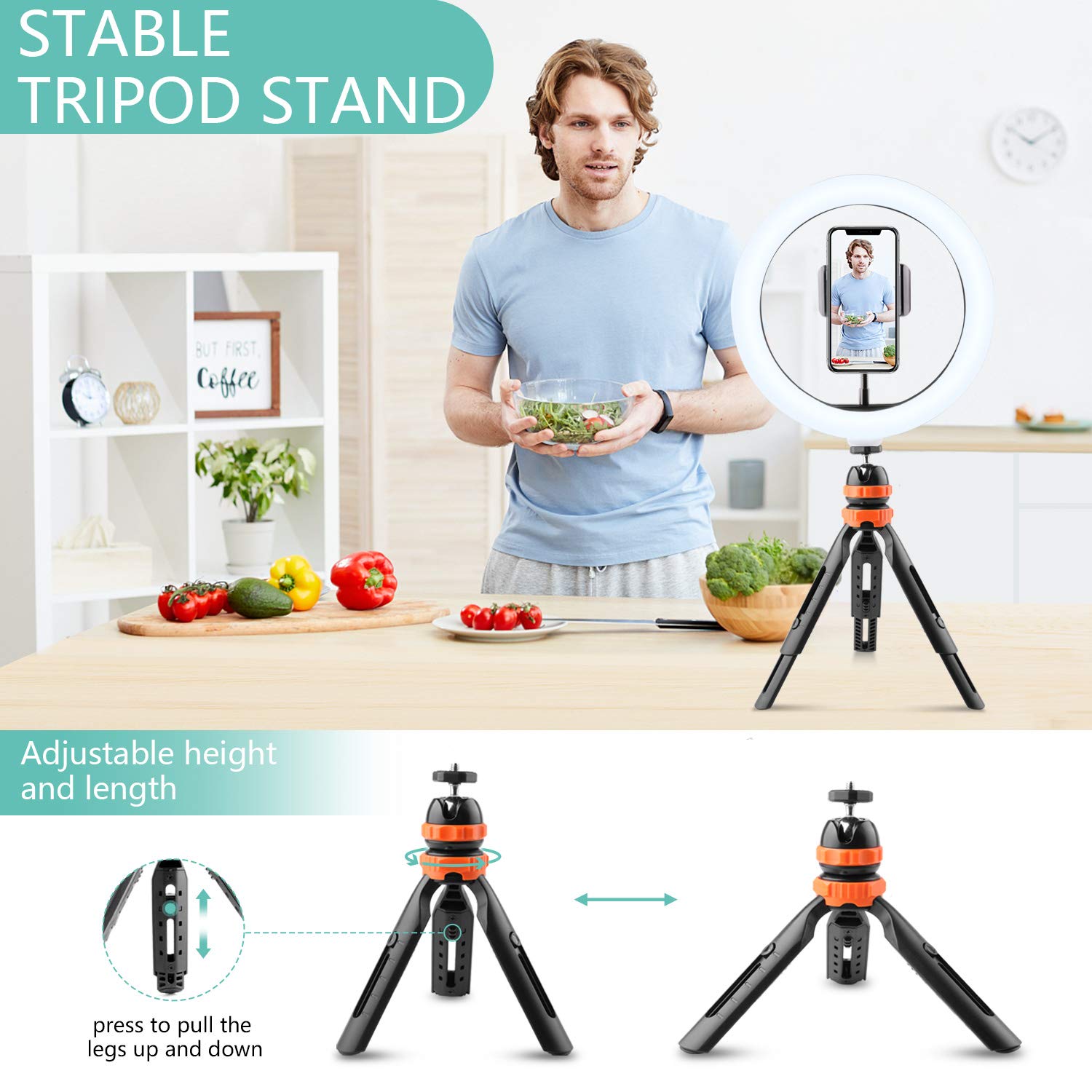 10'' LED Ring Light avec trépied et Telephone, Anneau Lumineux Selfie 3 Modes 10 Luminosité, Dimmable Cercle Lampe avec Telecommande pour Maquillage, Tiktok, Youtube vidéo, Live Stream 10'' LED Ring Light avec trépied et Telephone, Anneau Lumineux Selfie 3 Modes 10 Luminosité, Dimmable Cercle Lampe avec Telecommande pour Maquillage, Tiktok, Youtube vidéo, Live Stream