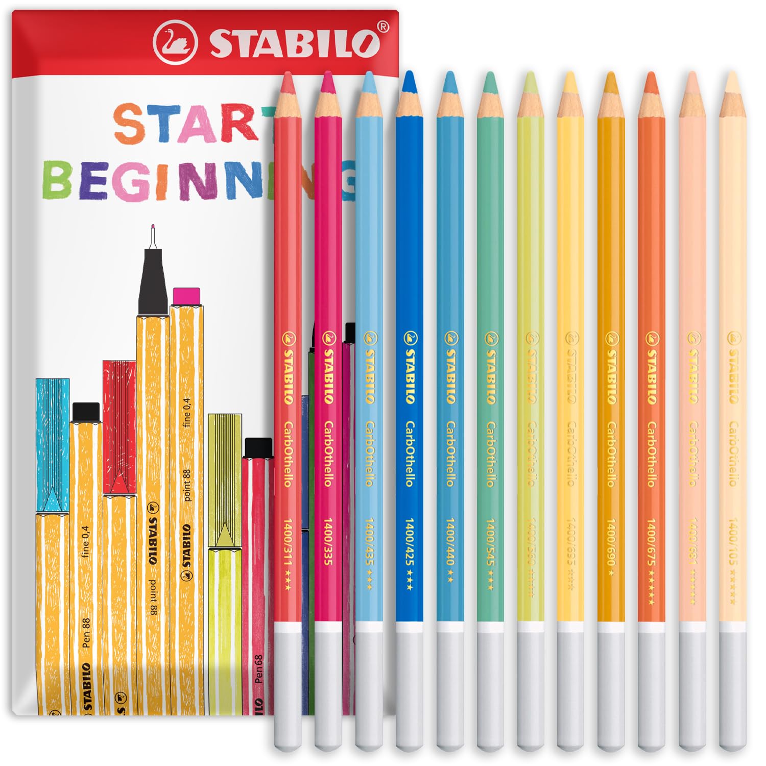 Chalk-Pastel Pencil CarbOthello - Pack of 12 - Pastel Tones