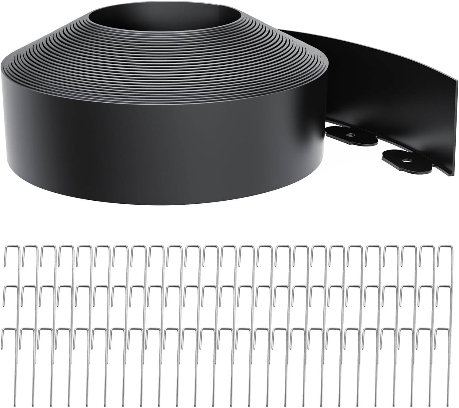 Landscape Edging 4 Inch Tall 60FT with 75Pcs Metal Spikes, Plastic Garden Edging Border No Dig Garden Edging Border Lawn Edging for Landscaping, Flower Bed, Yard