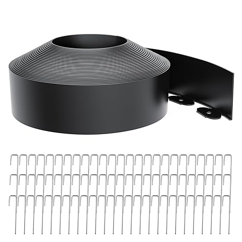 Landscape Edging 4 Inch Tall 60FT with 75Pcs Metal Spikes,