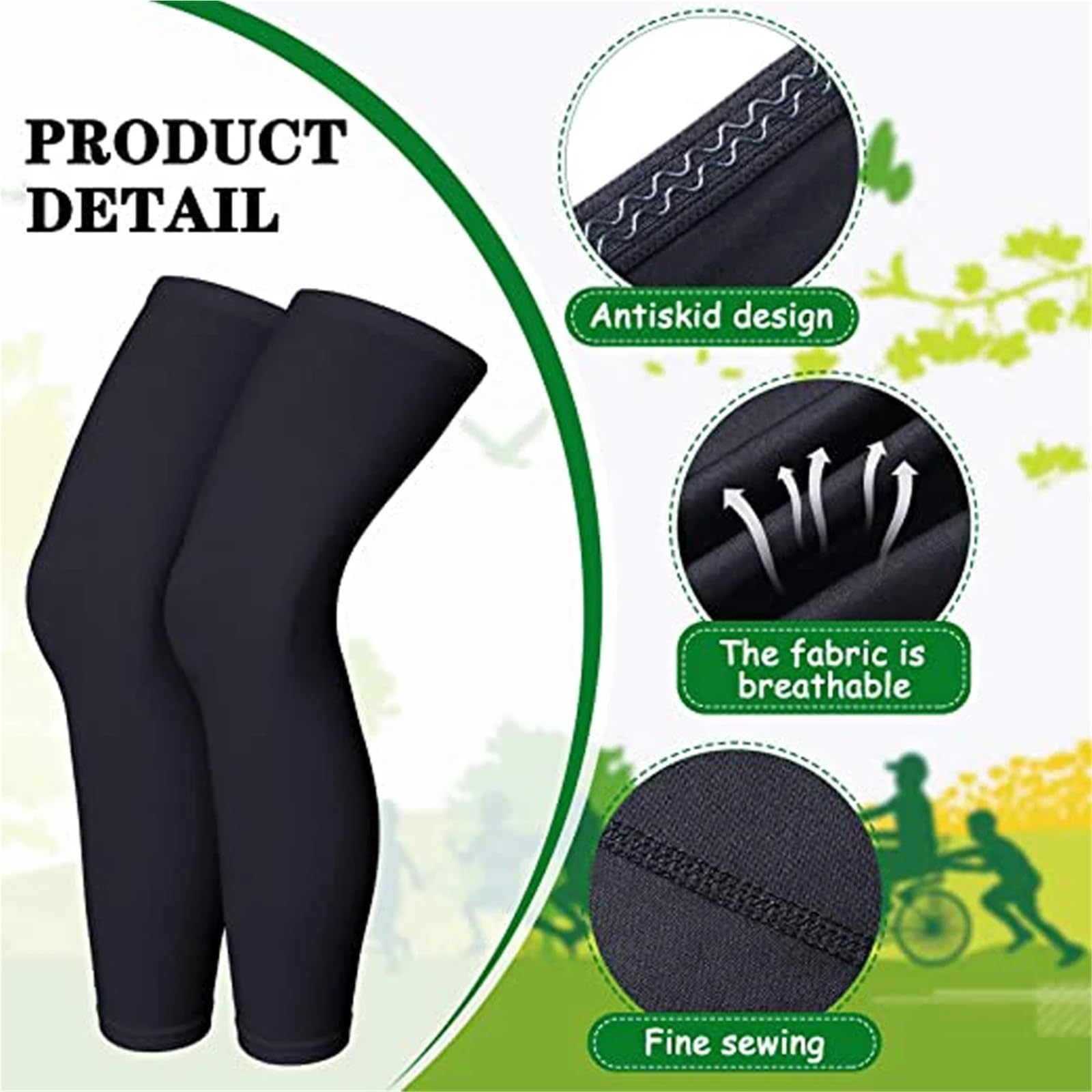 MRKU Genouillères de Sport antidérapantes, Manchons de Compression et de Maintien, 1 pièce, Sangle de Protection, Respirantes et Anti-UV, pour Le Cyclisme et Le Basketball en extérieur.