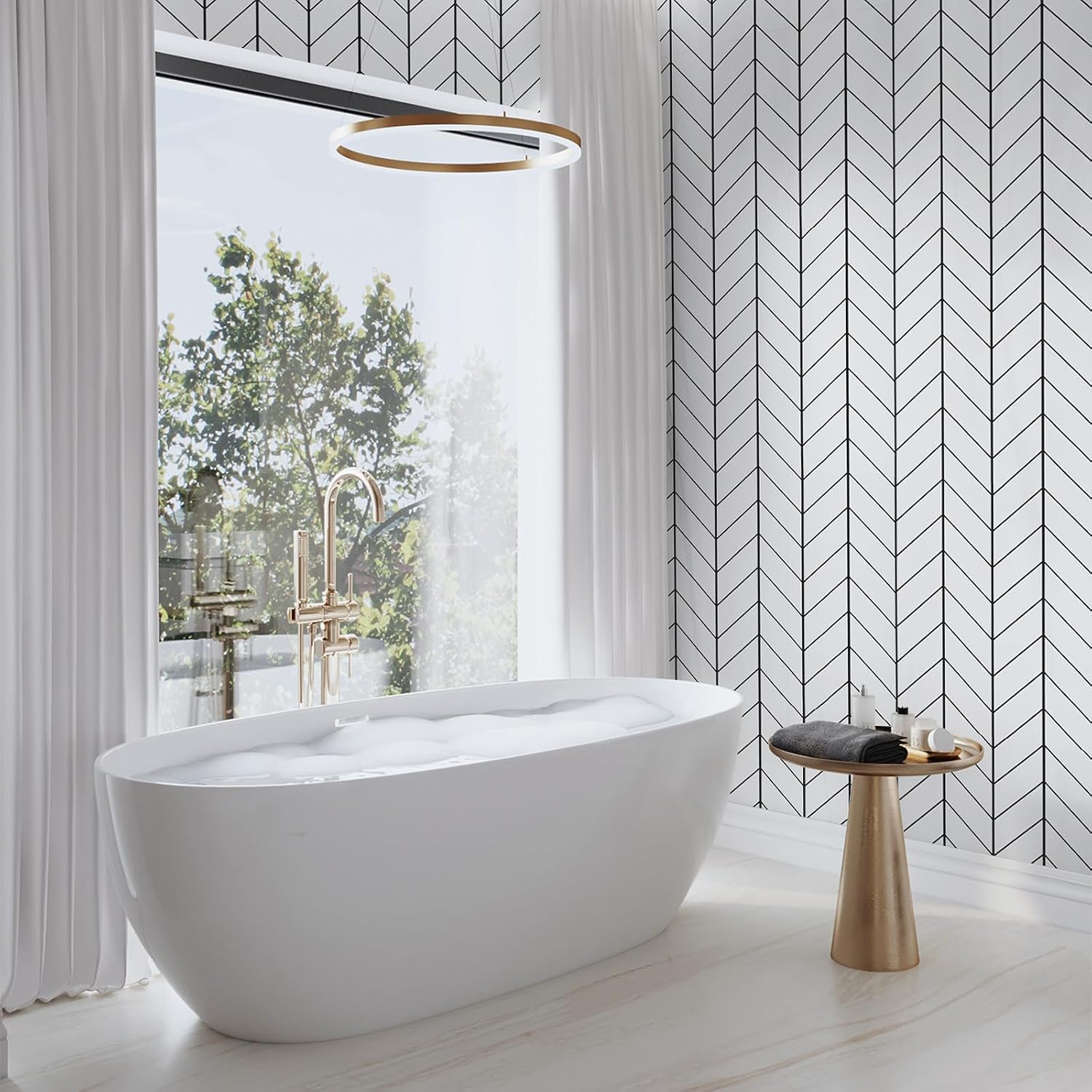 LXCREAT Black and White Peel and Stick Wallpaper for Laundry Forgiving Removable Stripes Contact Paper 17.71" X 118" Self Stick Wall Paper Peel and Modern Vinyl for Bedroom