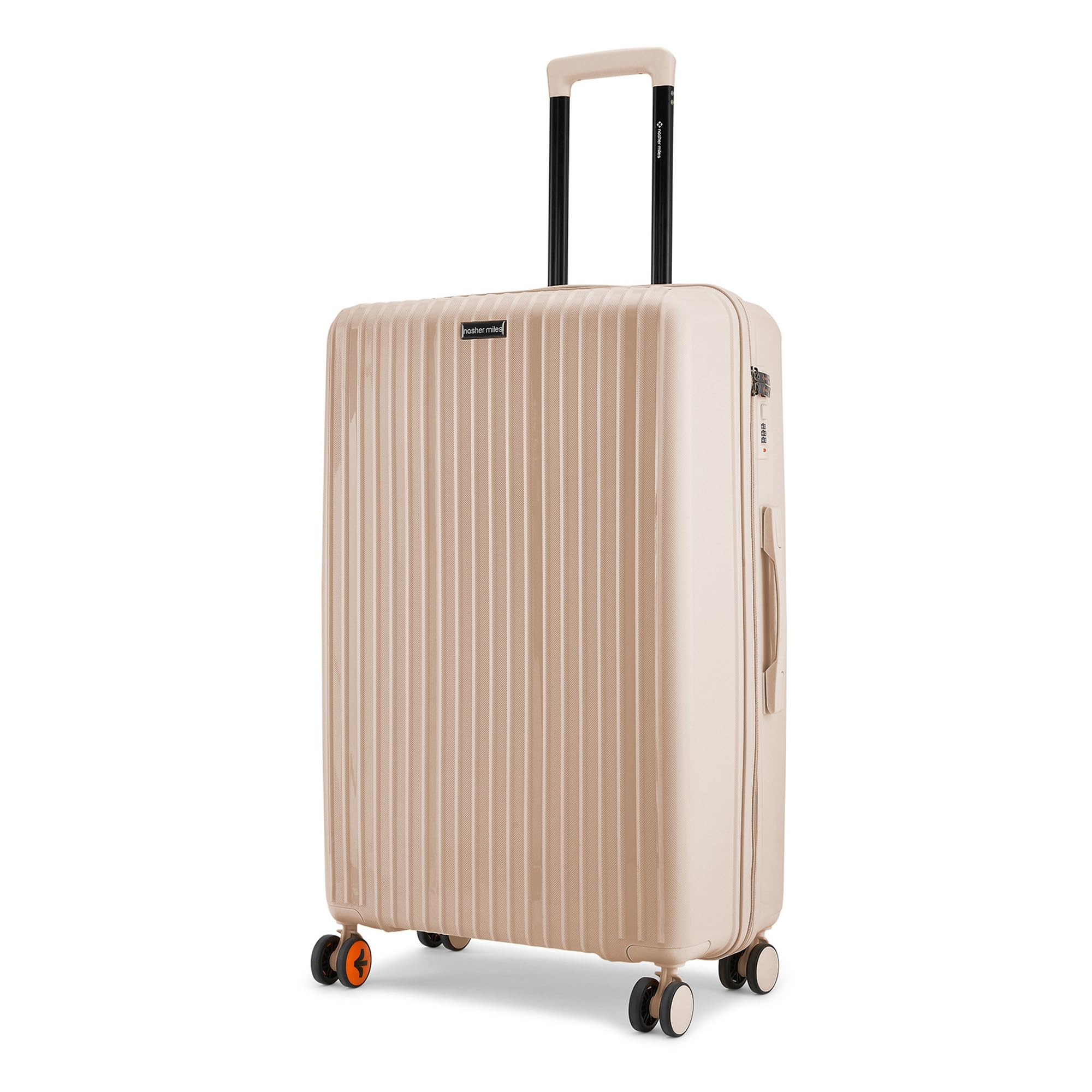Pondicherry Hard-Sided Polypropylene Check-in Luggage 28 inch | 75cm | 8 Wheels Large Trolley Bag for Travel | Suitcase (Peach)