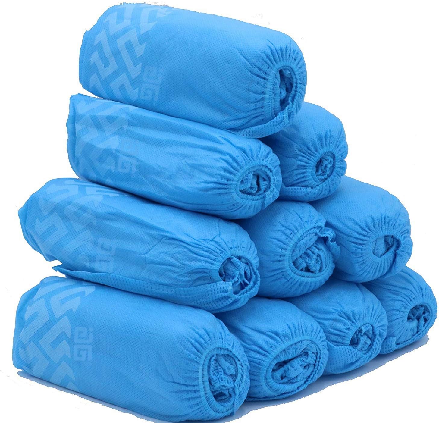 AG Premium Disposable Blue Boot & Shoe Covers Booties For Movers Hygienic Medical Floor Protection Non-Slip Durable Water Resistant Recyclable 100-Pack (Large Size Fits Most) (100)