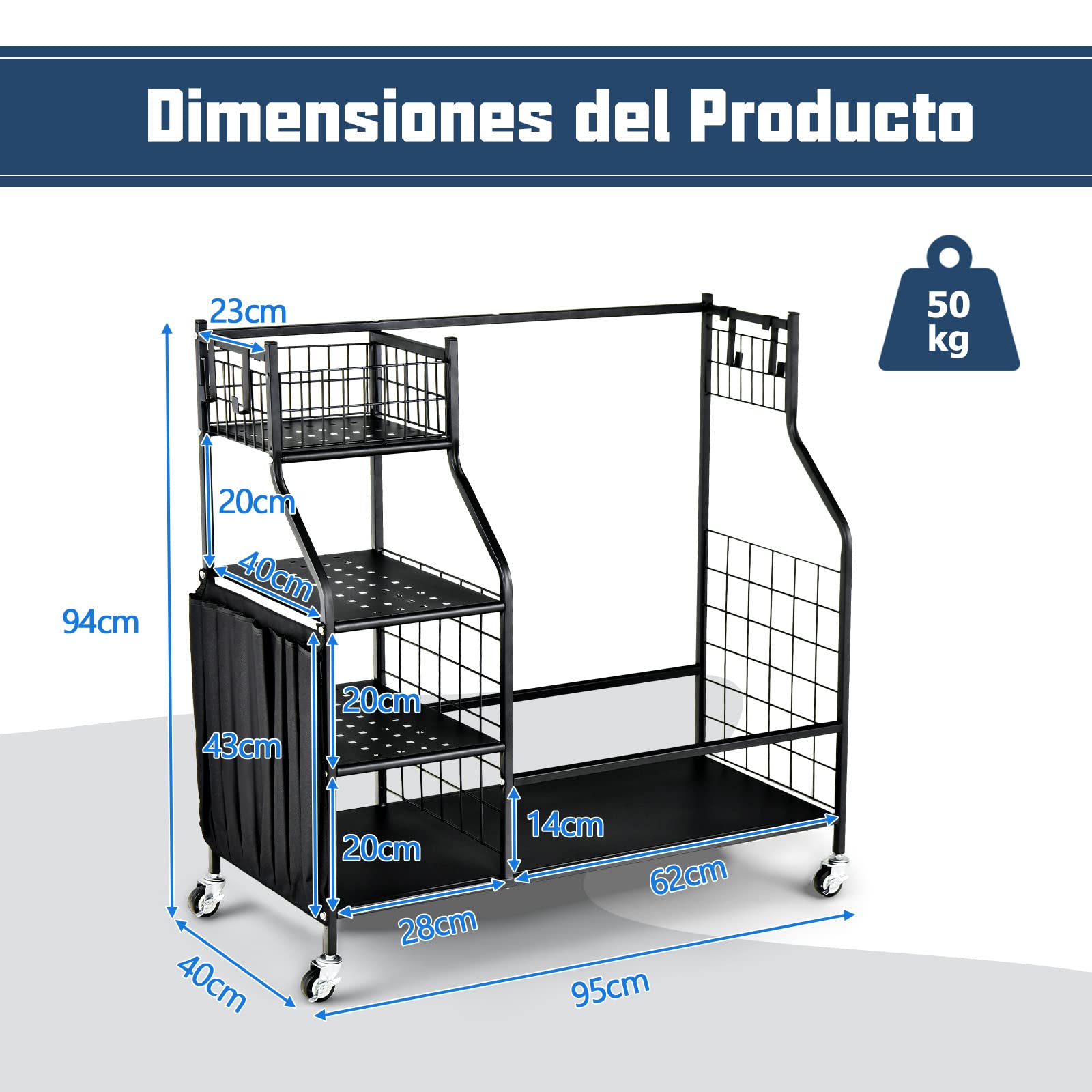 COSTWAY Estante de Almacenamiento para Bolsa de Golf con Ruedas Bloqueables