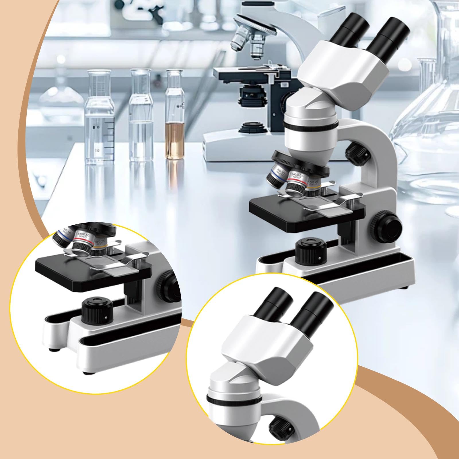 Kits de Microscopio para Niños con 10 Portaobjetos para Principiantes (5-7 años) - Regalos Navideños