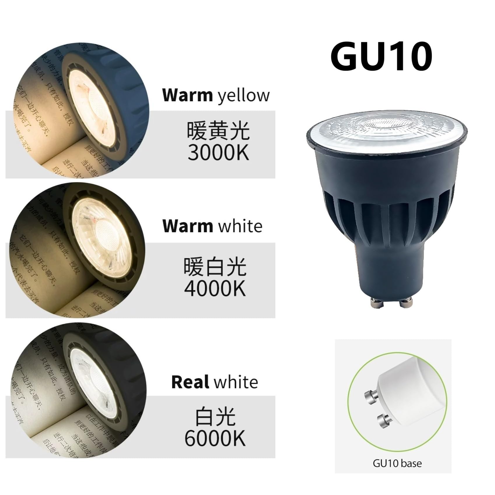 Gu10 LED-Glühbirne 9W, 110-230V 38° Strahlwinkel-Spotlight, 2700k/4000k/6500k, cri>80,2835 LED-Chips oder Einbau-/Schienenbeleuchtung (230V-9W 5 Stück/warmes Licht 2700K)