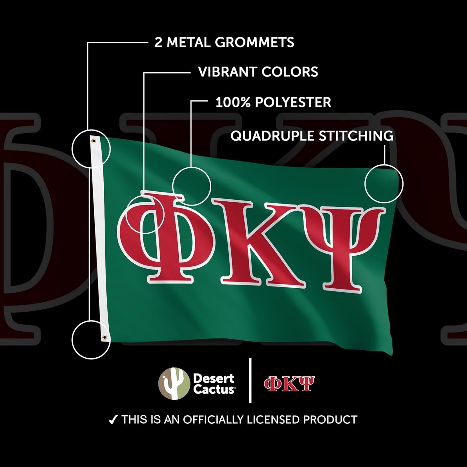 Desert Cactus Phi Kappa Psi Fraternity Flag - Greek Banner, Large 3x5 feet - for Decor, Events, and Phi Psi Pride Display (Letter)