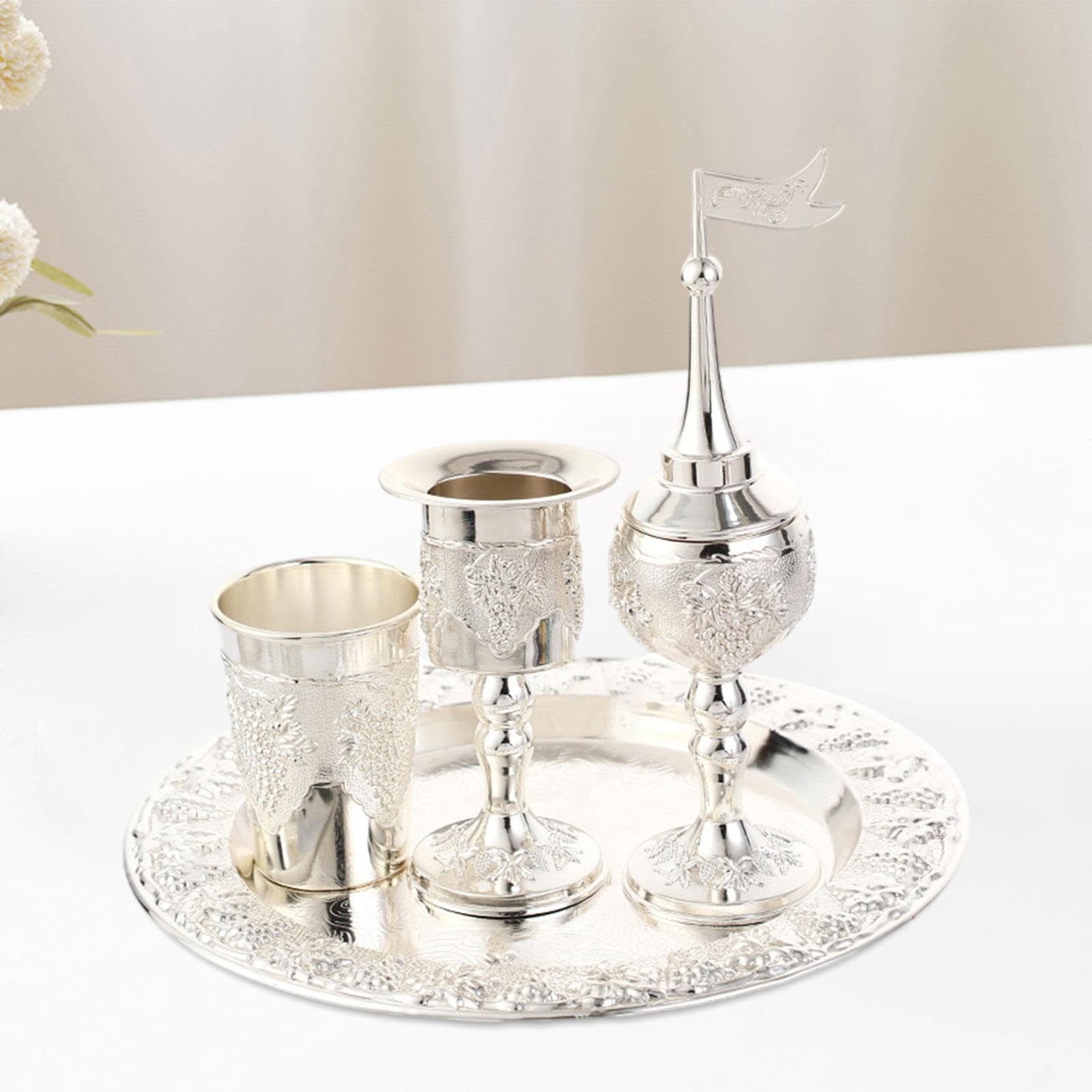KESOTO Set di Decanter E Bicchieri per Vino, Calici da Vino in Metallo, Ornamenti retrò, Decorazioni, Decanter E Bicchieri, per Feste, Cene E FESTIVITÀ