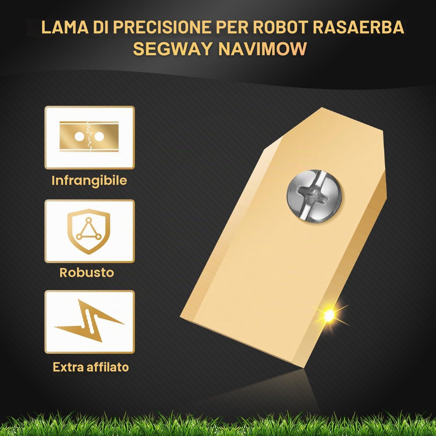 36 lame di ricambio compatibili con tutte le lame Navimow serie i105E, i110E, H1500E, H3000E-VF, X315E, X390E, viti con fissaggio filettato