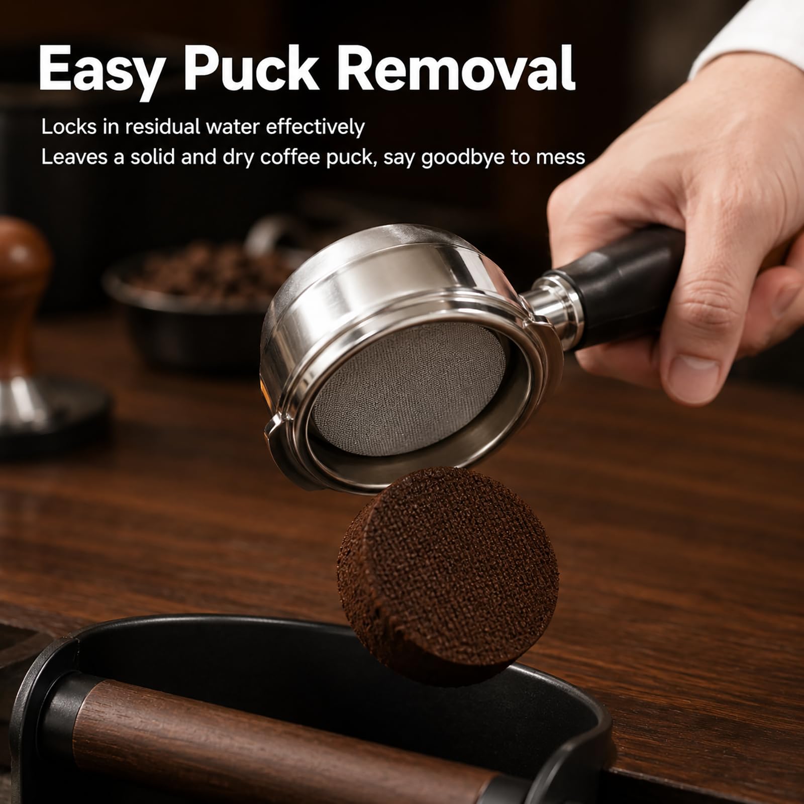 2 Stück Puck Screen 58,5 mm, Puck Sieb, Gesintertes Kaffeesieb 150 μm aus Edelstahl 316, 1,7 mm Wiederverwendbarer Siebträger Filter für Gleichmäßige Extraktion und Saubere Brühgruppe