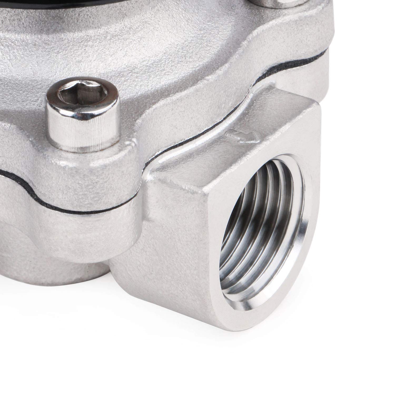 U.S. Solid Válvula solenoide eléctrica de acero inoxidable 1/2 pulgadas, 24 V CA, normalmente cerrada, aire, agua, combustible, rosca VITON G