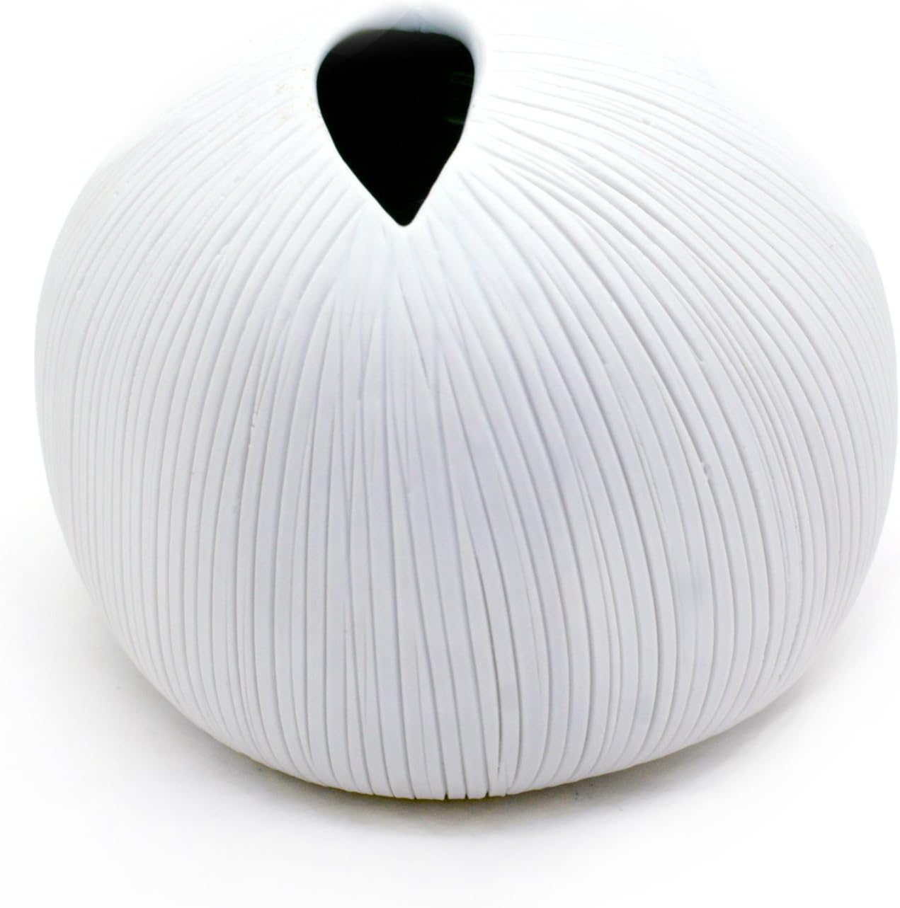 Handmade White Porcelain Ceramic Flower Pots / Planter Pots: White Lines Pebble Large