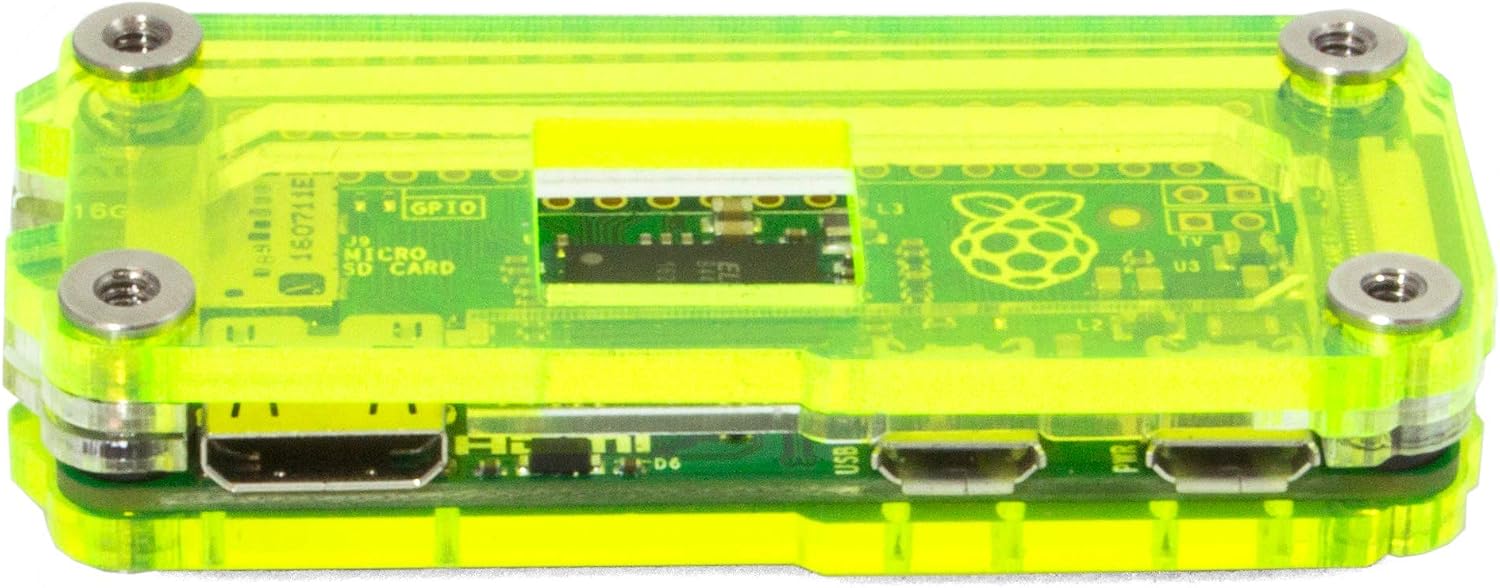 Zebra Zero Case for Raspberry Pi Zero & Zero Wireless - Laser Lime w Heatsinks