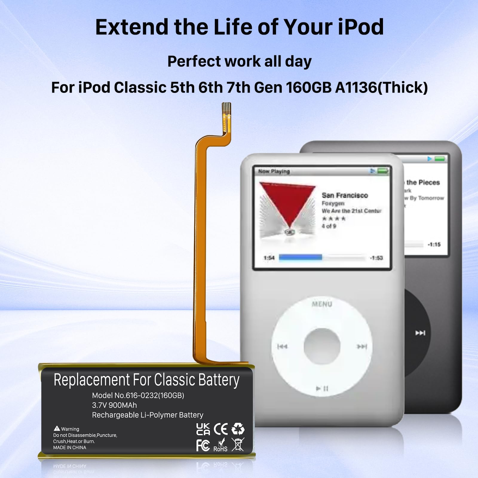 Vhbw Batteria Compatibile Con Apple IPod G5 30GB MA002TA/A, G5