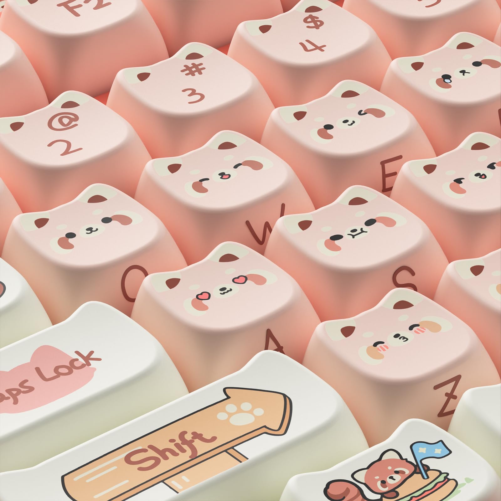 Akko PBT Keycaps Set, Colorful Cats Keycap Mao Profile 142-Key Keycaps for Mechanical Keyboards: Akko Keycaps Set, Raccoon Mao Profile 142-Key PBT Keycaps for Mechanical Keyboards