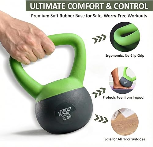 Miniatura 4 de ENERGI CORE Pesa rusa - Peso relleno de arena para entrenamientos de gimnasio en casa y entrenamiento de fuerza, campana de ejercicio portátil para