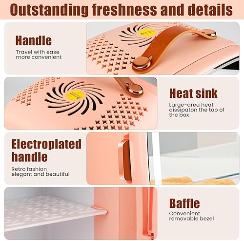 Miniatura 3 de KFO Mini refrigerador de belleza rosa para el cuidado de la piel, 6 litros8 latas, refrigerador de maquillaje, seguro y silencioso, protege tus