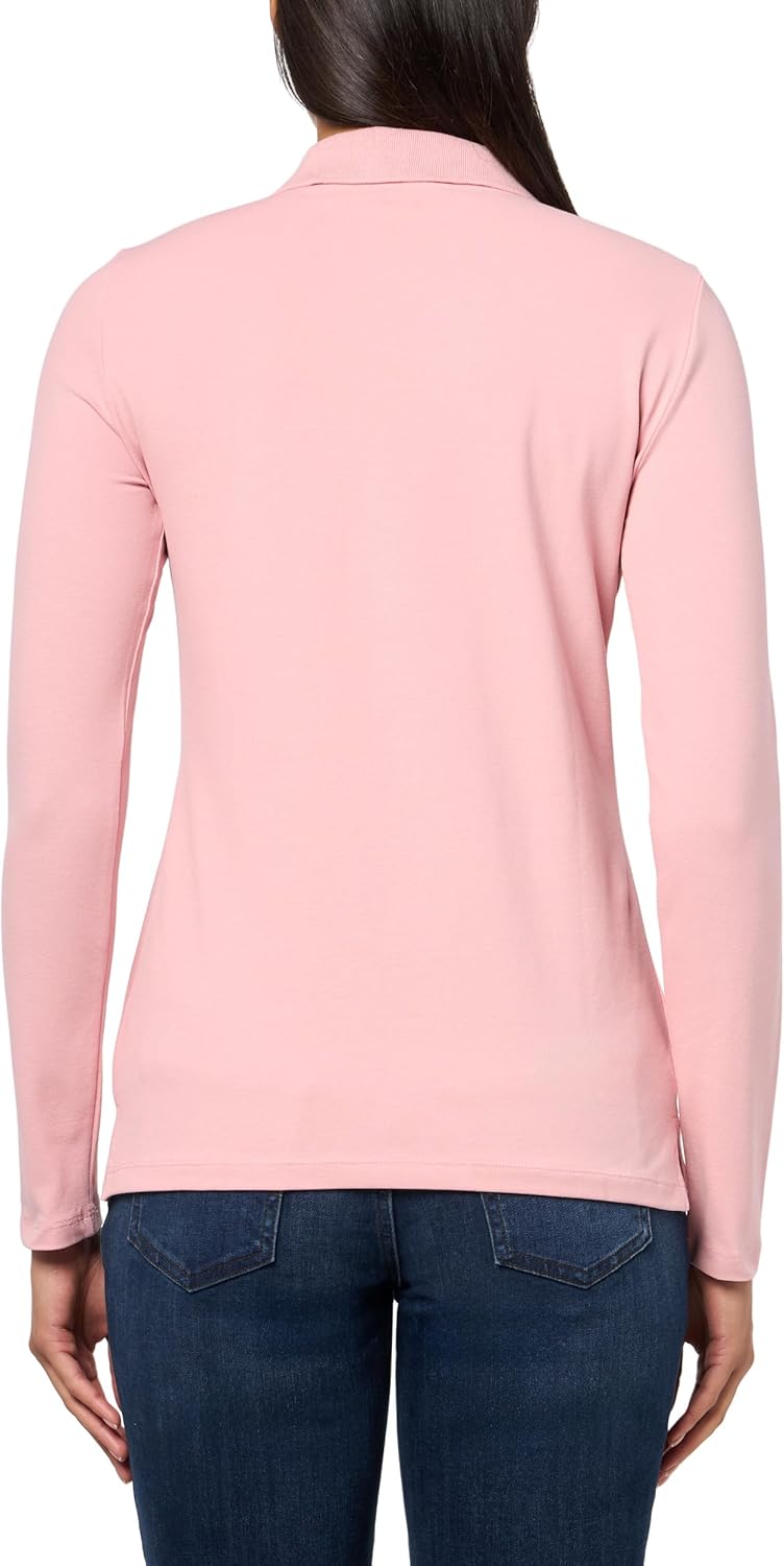 Nautica Womens Long Sleeve Solid Collared Polo Shirt - Image 2