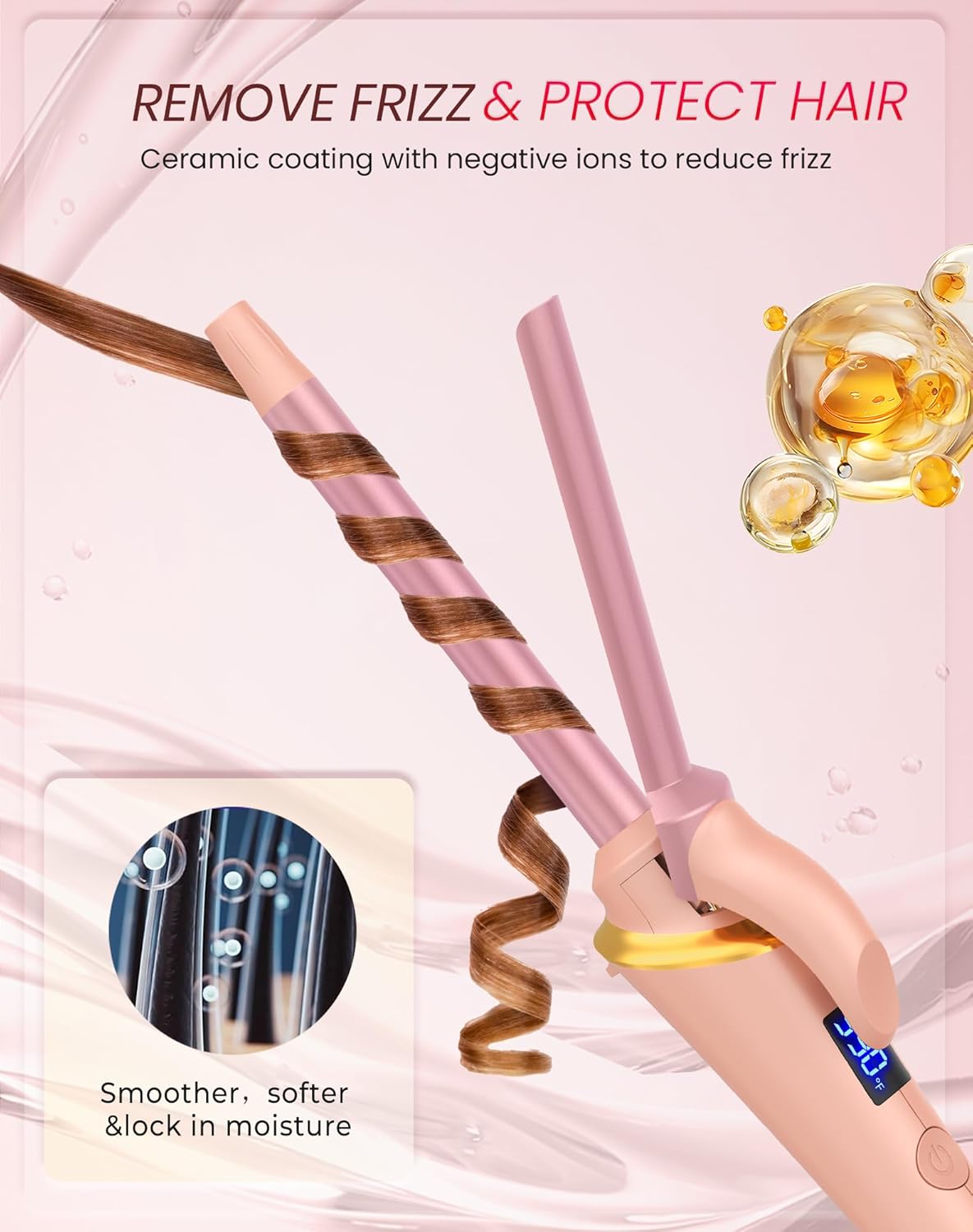 Ukliss Mini Curling Iron for Short Hair, Creates Perfect Tight Ringlets & Bangs, Fast Heat 30s, 5 Temp Settings, Dual Voltage, Auto Shut-Off & Anti-Scald Tip, Travel Friendly (Pink, 1/2 inch) - Image 7